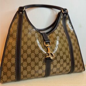Gucci Tan and Brown Hobo Bag with Gold Hardware